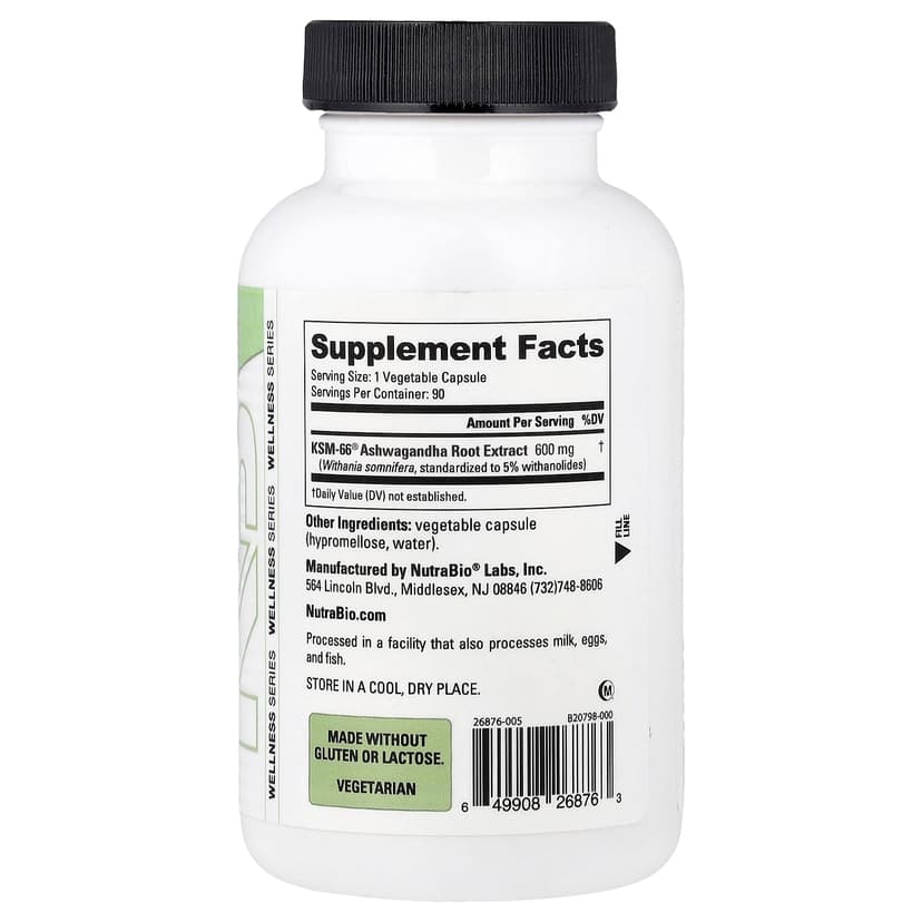NutraBio, 南非醉茄 KSM-66，600 毫克，90 粒素食膠囊