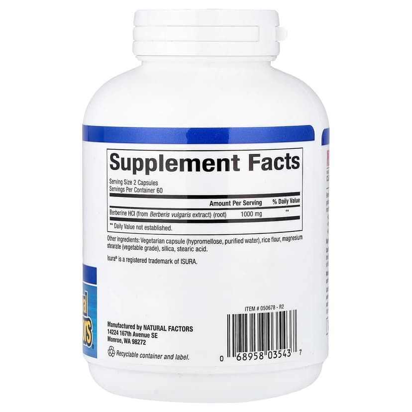 Natural Factors, WellBetX®，小檗鹼，120 粒素食膠囊（每粒膠囊 500 毫克）