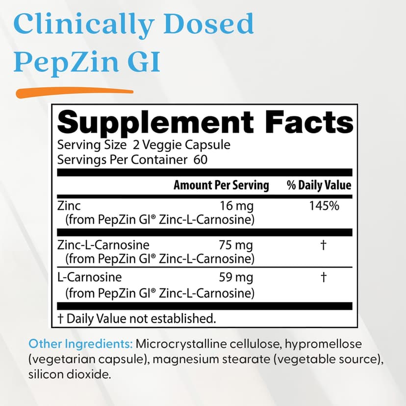 Doctor's Best, PepZin GI®，鋅-L-肌肽複合物，120 粒素食膠囊