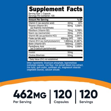 Nutricost, 維他命 B 複合物，120 粒膠囊