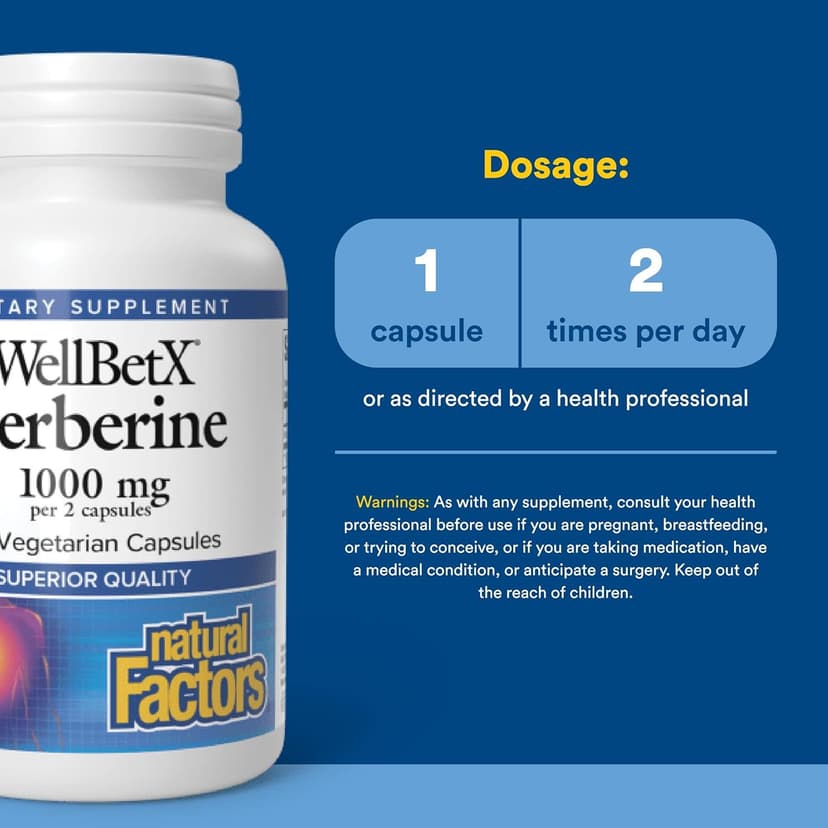 Natural Factors, WellBetX® 小檗鹼，60 粒素食膠囊（每粒膠囊 500 毫克）