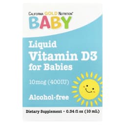 California Gold Nutrition, 嬰兒維他命 D3 滴劑，10 微克（400 國際單位），0.34 液量盎司（10 毫升）