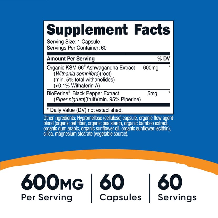 Nutricost, KSM-66 南非醉茄根提取物，600 毫克，60 粒膠囊