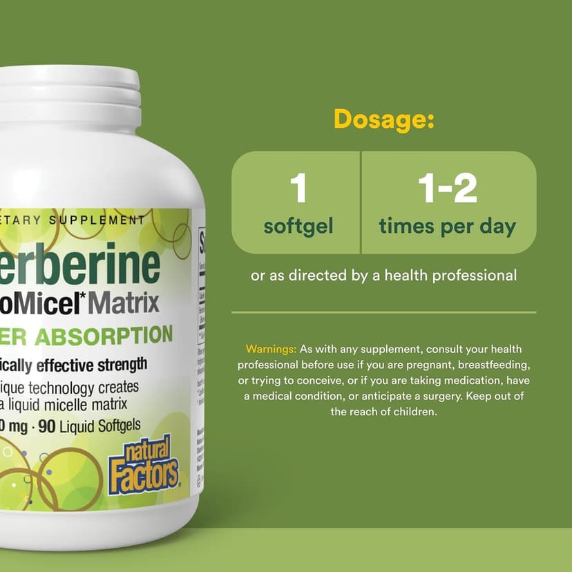 Natural Factors, Berberine LipoMicel Matrix，90 粒液體軟膠囊