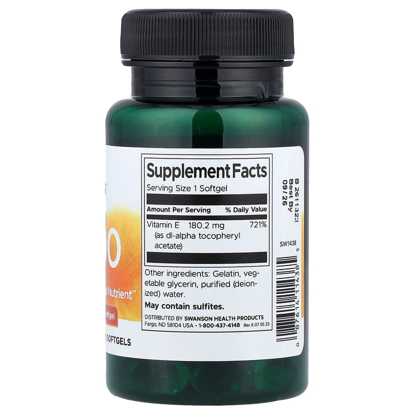 Swanson Vitamins, 維他命 E-400，180.2 毫克（400 國際單位），60 粒軟膠囊