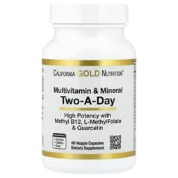 California Gold Nutrition, 多維他命和礦物質，含甲基 B12、維他命 C、L-甲基四氫葉酸和生物槲皮素，每日兩粒，60 粒素食膠囊