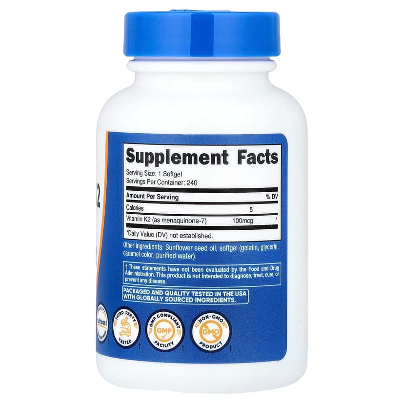 Nutricost, 維他命 K2 MK-7，100 微克，240 粒軟凝膠