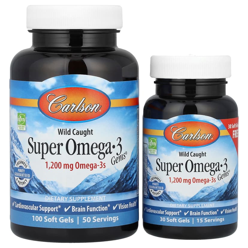 Carlson, Gems® 高級野生 Omega-3 魚油軟膠囊，100 + 30 粒軟膠囊