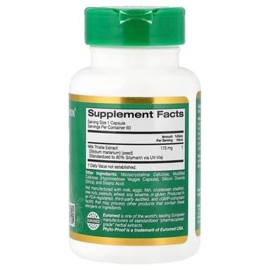 California Gold Nutrition, EuroHerbs，水飛薊提取物，Euromed 品質，175 毫克，60 粒素食膠囊