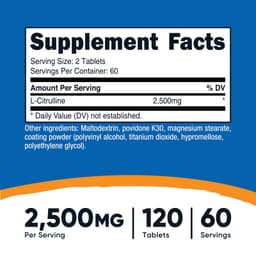 Nutricost, L-瓜氨酸，2500 毫克，120 片（每片 1250 毫克）