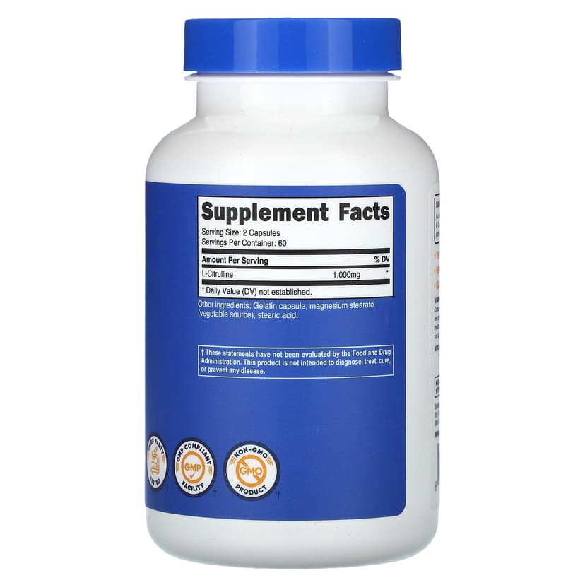 Nutricost, L-瓜氨酸，1000 毫克，120 粒膠囊（每粒膠囊 500 毫克）