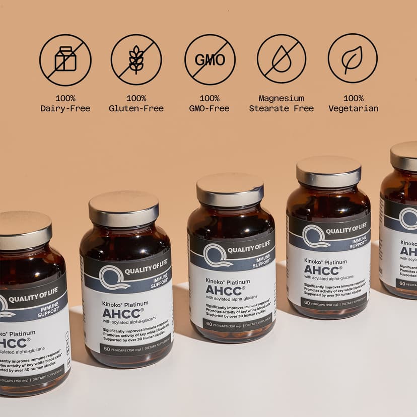 Quality of Life, Kinoko® Platinum AHCC®，60 粒素食膠囊
