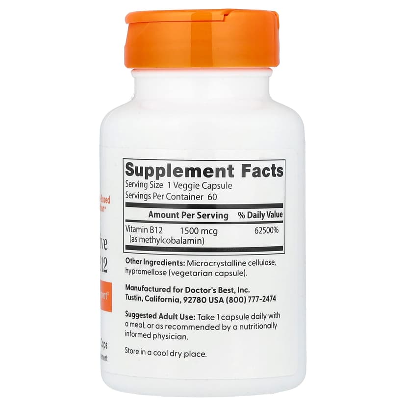 Doctor's Best, 充分活躍維他命 B12 素食膠囊，1500 微克，60 粒