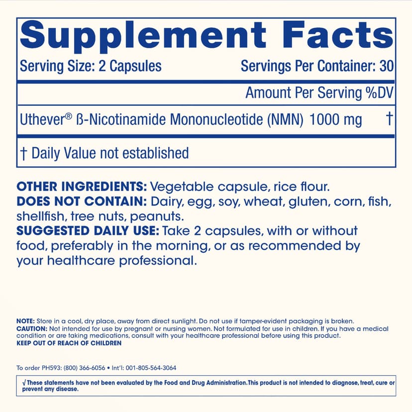 ProHealth Longevity, NMN Pro 1000，60 粒膠囊（每粒膠囊 500 毫克）