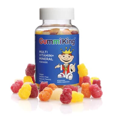 GummiKing, 兒童多維他命 + 礦物質軟糖，草莓、橙子、檸檬、葡萄、櫻桃和葡萄柚味，60 粒