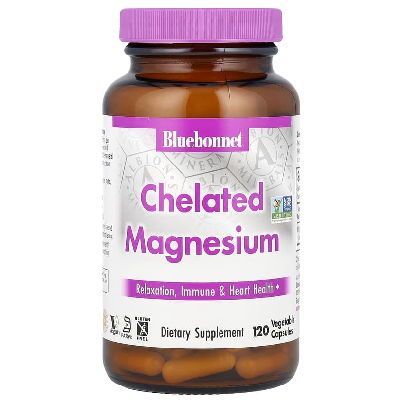 Bluebonnet Nutrition, 螯合鎂，120 粒素食膠囊（每粒膠囊 100 毫克）