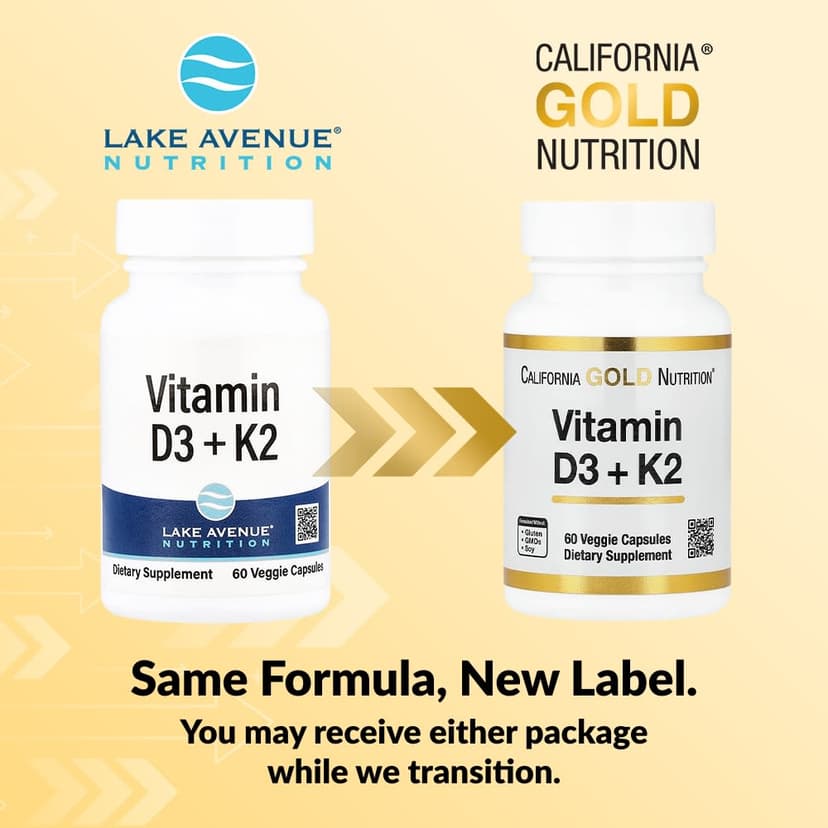 California Gold Nutrition, 維他命 D3 + K2，60 粒素食膠囊
