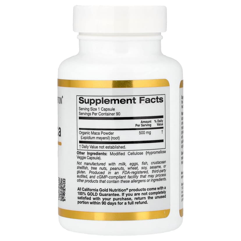 California Gold Nutrition, 秘魯瑪卡素食膠囊，500 毫克，90 粒素食膠囊