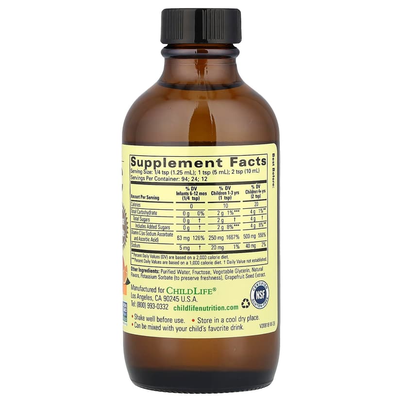 ChildLife Essentials, 液體維他命 C,天然橙味,4 液量盎司(118 毫升)