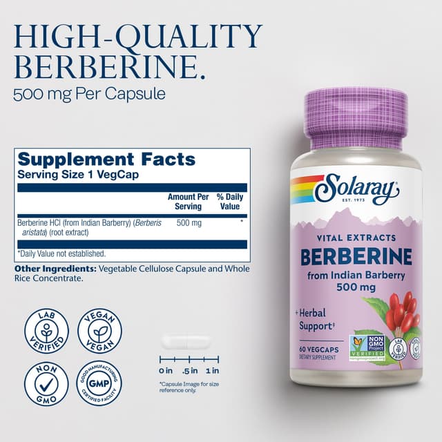 Solaray, Berberine, 500mg, 60 VegCaps