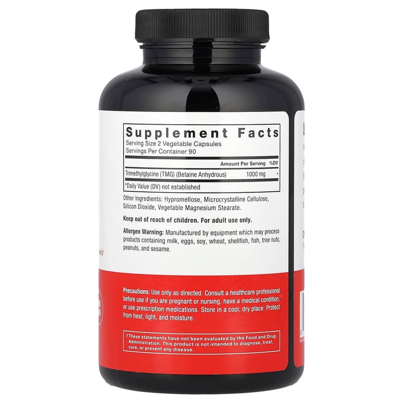Force Factor, TMG 甜菜鹼，1000 毫克，180 粒素食膠囊（每粒膠囊 500 毫克）