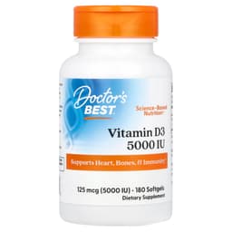 Doctor's Best, 維他命 D3 軟膠囊，125 微克 (5,000 IU)，180 粒裝