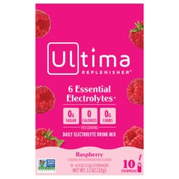 Ultima Replenisher, 6 種必需電解質，日常電解質混合飲品，樹莓味，10 條，每條 0.11 盎司（3.2 克）