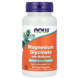 NOW Foods, 含 BioPerine® 的甘氨酸鎂，60 粒素食膠囊