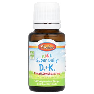 Carlson, Kid's Super Daily® D3 + K2，0.34 液量盎司（10.16 毫升）