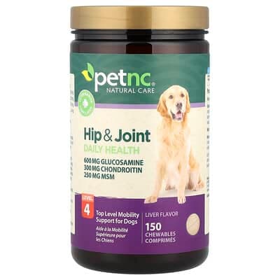 petnc NATURAL CARE, 髖和關節日常健康，4 級，狗狗專用，肝味，150 片咀嚼片