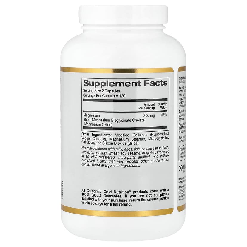 California Gold Nutrition, 雙甘氨酸鎂螯合物，Albion TRAACS®，240 粒素食膠囊（每粒膠囊 100 毫克）
