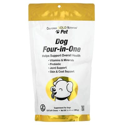 California Gold Nutrition, 寵物狗四合一營養配方，120 片軟咀嚼片，16.93 盎司（480 克）