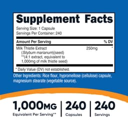Nutricost, 水飛薊，250 毫克，240 粒膠囊