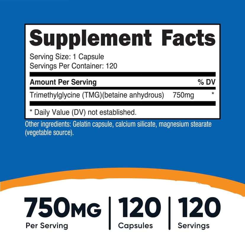 Nutricost, 三甲基甘氨酸（TMG），750 毫克，120 粒膠囊