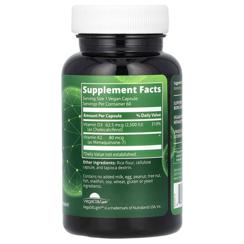 MRM Nutrition, 素食維他命 D3 和 K2，60 粒全素食膠囊