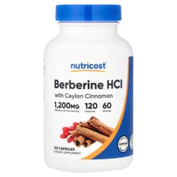 Nutricost, 鹽酸小檗鹼和錫蘭肉桂，1200 毫克，120 粒膠囊（每粒膠囊 600 毫克）