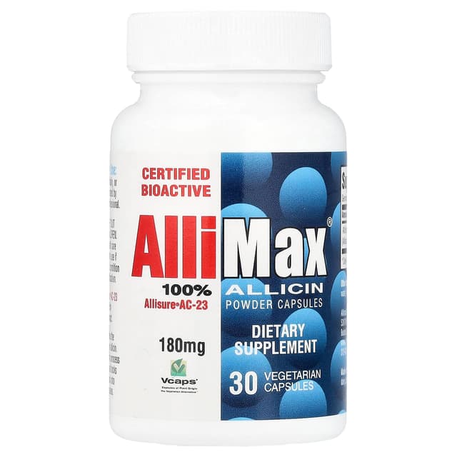 Allimax, 全 蒜素粉膠囊，180 毫克，30 個素食膠囊