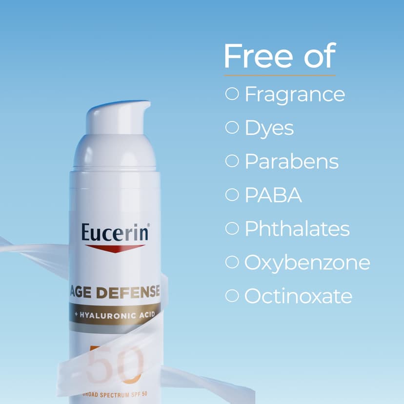 Eucerin, Age Defense，輕盈面部抗曬乳液，SPF 50，無香型，2.5 液量盎司（75 毫升）