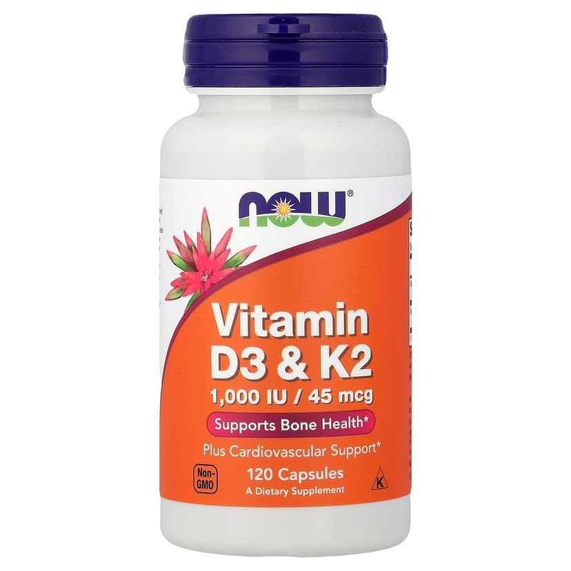NOW Foods, 維他命 D3 + K2 膠囊，120 粒裝