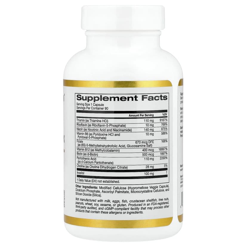California Gold Nutrition, 優效維他命 B 複合物，含甲基葉酸和甲基 B12，90 粒素食膠囊