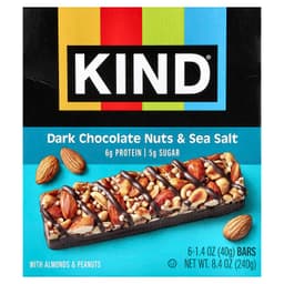 KIND Bars, 蛋白棒，黑巧克力堅果和海鹽，6 根，每根 1.4 盎司（40 克）