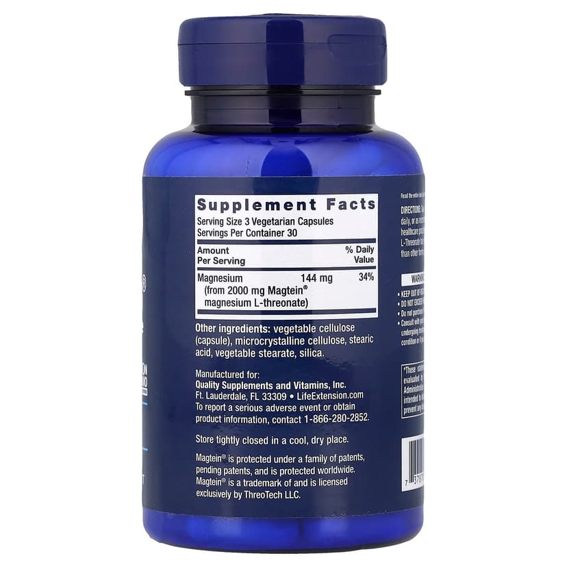 Life Extension, Neuro-Mag®，L-蘇糖酸鎂，90 粒素食膠囊（每粒膠囊 48 毫克）