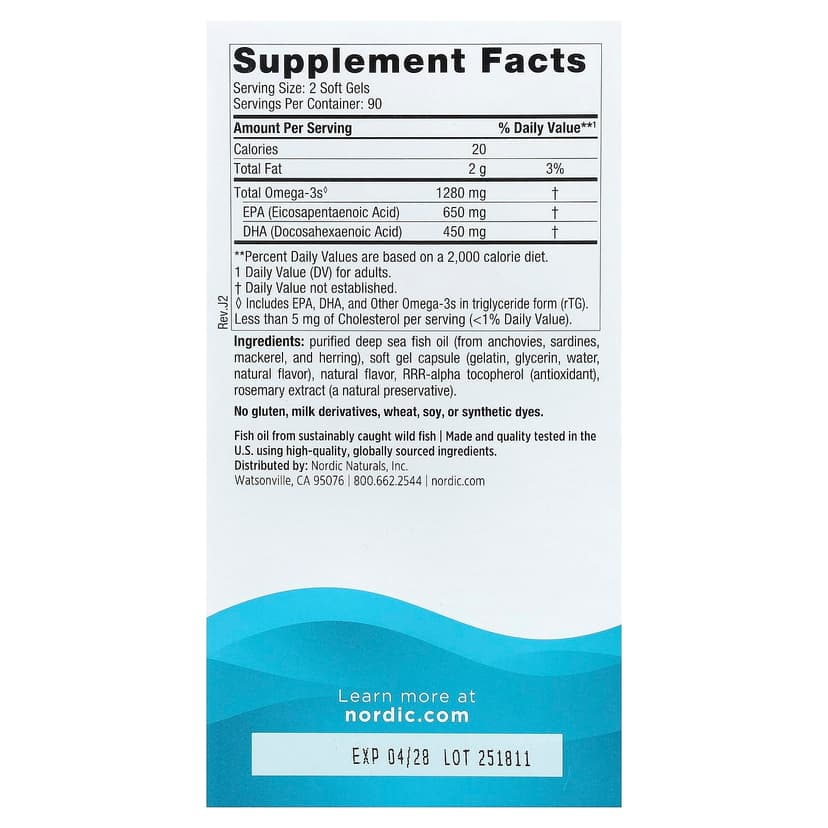Nordic Naturals, Ultimate Omega®，美味檸檬味，180 粒軟膠囊（每粒軟膠囊 640 毫克）