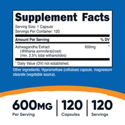Nutricost, 南非醉茄根提取物，600 毫克，120 粒膠囊