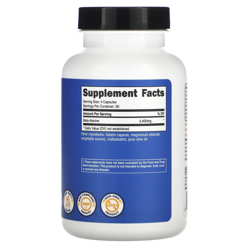 Nutricost, β-丙氨酸，3400 毫克，120 粒膠囊（每粒膠囊 850 毫克）