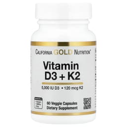 California Gold Nutrition, 維他命 D3 + K2（MK-7）素食膠囊，60 粒