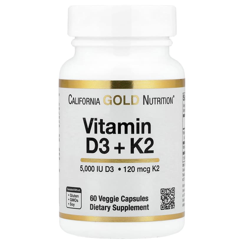 California Gold Nutrition, 維他命 D3 + K2（MK-7）素食膠囊，60 粒
