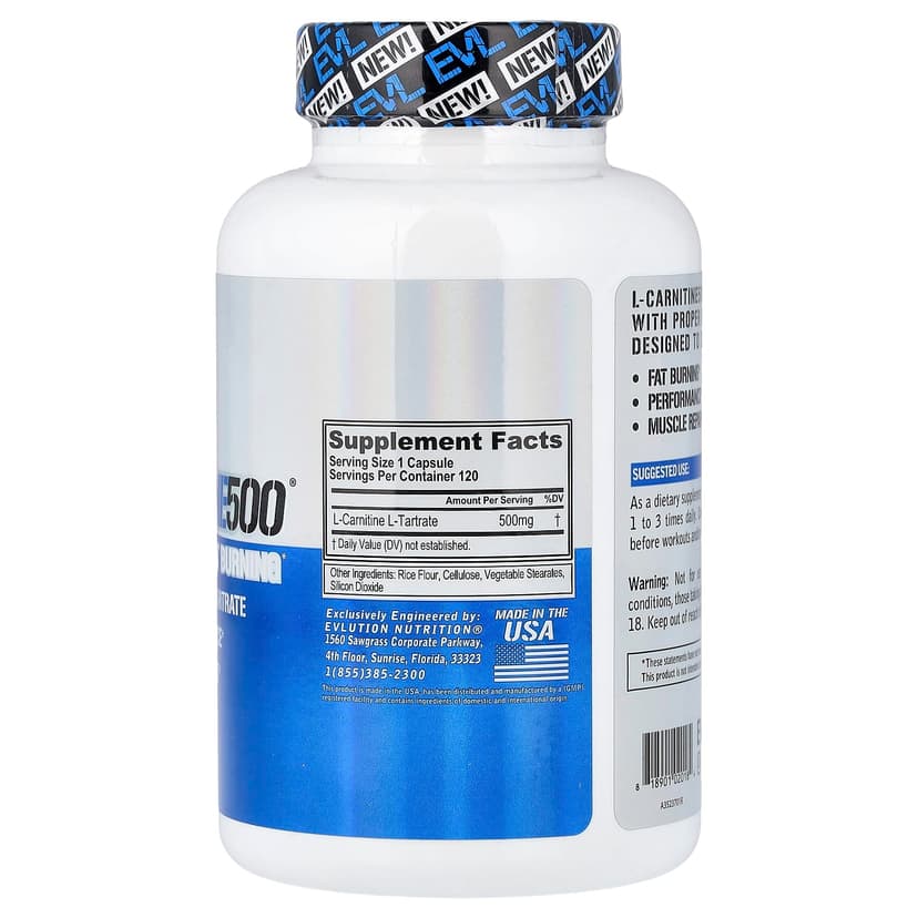 EVLution Nutrition, L-Carnitine500®，500 毫克，120 粒膠囊