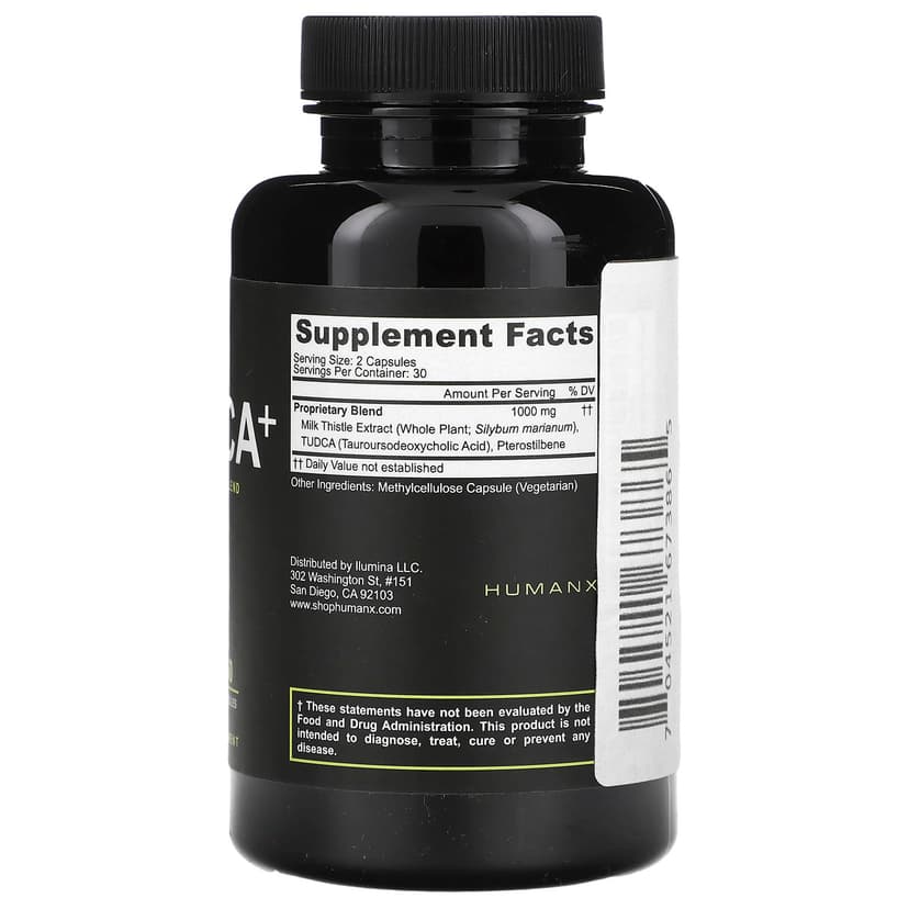 Humanx, Tudca+，1000 毫克，60 粒膠囊（每粒膠囊 500 毫克）