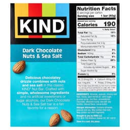 KIND Bars, 蛋白棒，黑巧克力堅果和海鹽，6 根，每根 1.4 盎司（40 克）